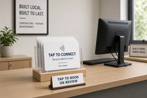 Tap cards at a front desk