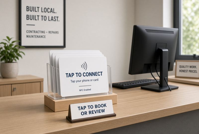 Tap cards at a front desk